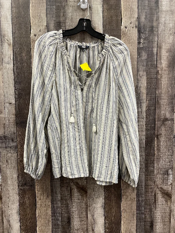 Top Long Sleeve By Paige In Striped Pattern, Size: M