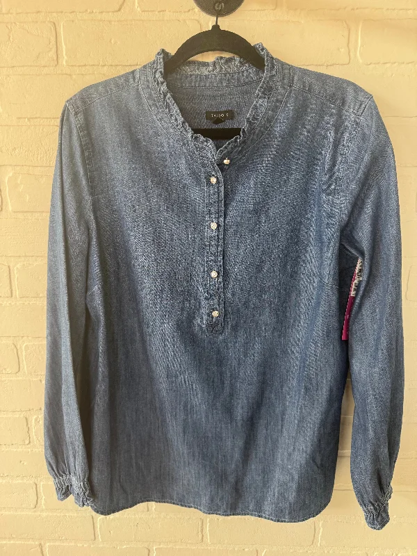 Top Long Sleeve By Talbots In Blue Denim, Size: L