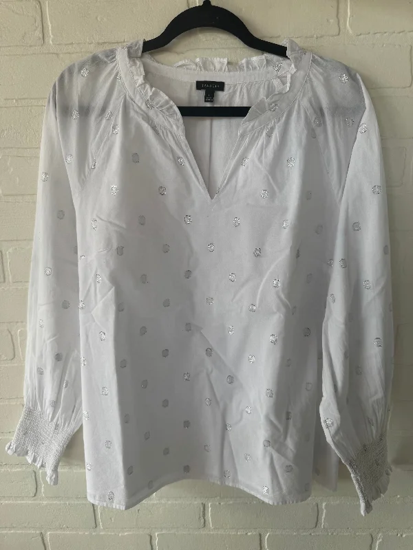 Top Long Sleeve By Talbots In White, Size: L