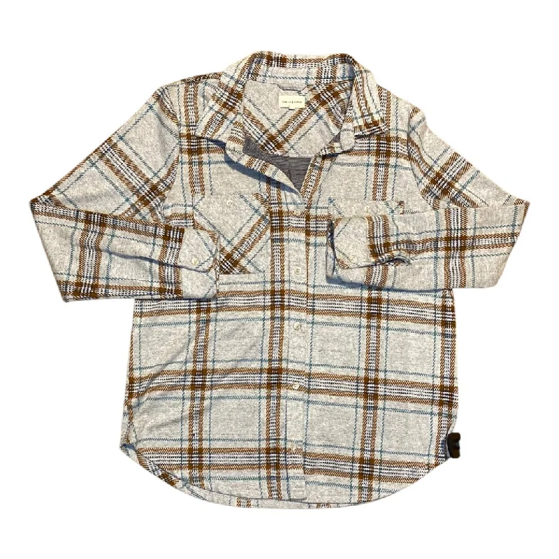 Top Long Sleeve By Thread And Supply In Plaid Pattern, Size: L