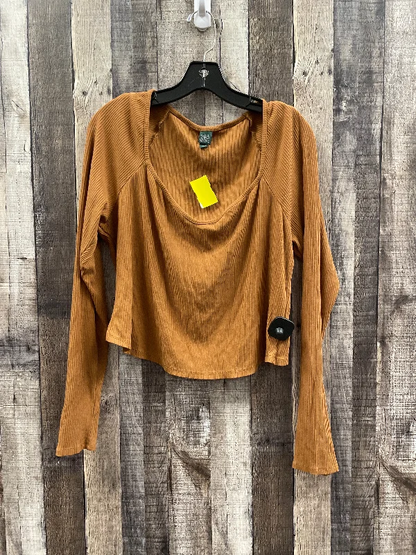 Top Long Sleeve By Wild Fable In Brown, Size: Xxl