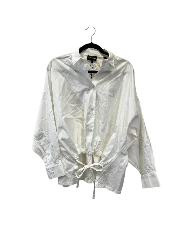 Top Long Sleeve Designer By Armani In White, Size: L